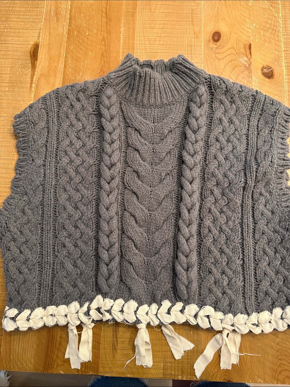 Zara Gray Cable Knit Sleeveless Mock Neck Sweater
